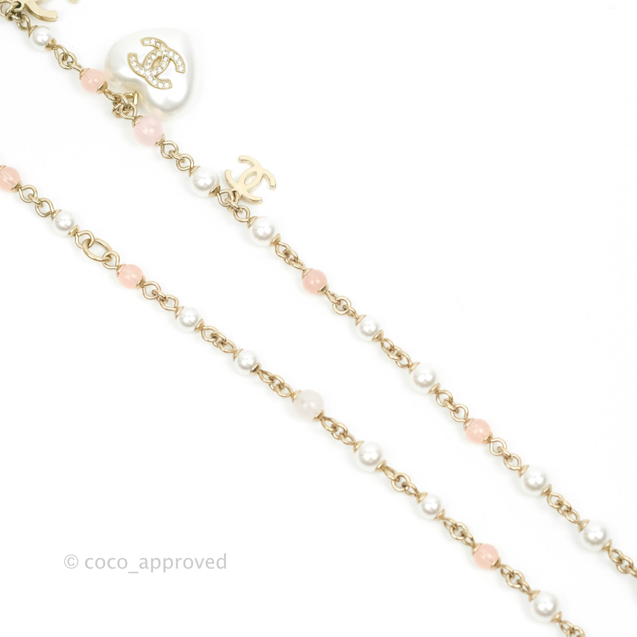 Chanel Pearl Crystal CC No5 Necklace Silver Tone 23P – Coco Approved Studio