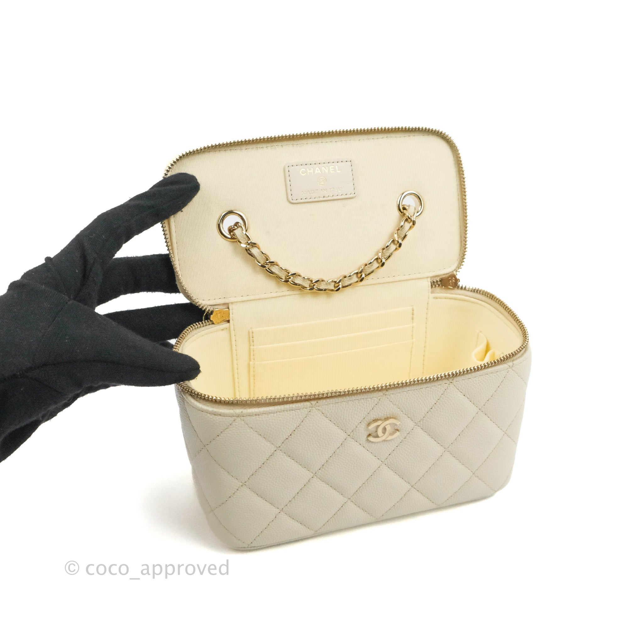 Chanel Classic Vanity with Chain Ivory Caviar Gold Hardware – Coco