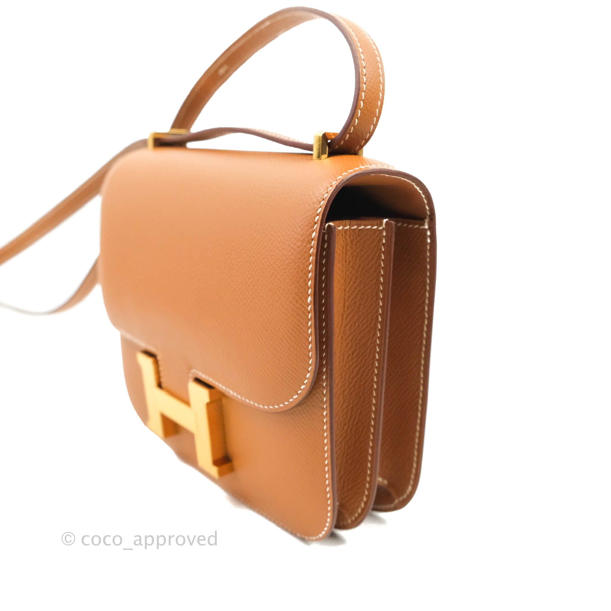 HERMES CONSTANCE 18 Mini Bag Gold Courchevel With Gold Hardware! Hard To  Find!
