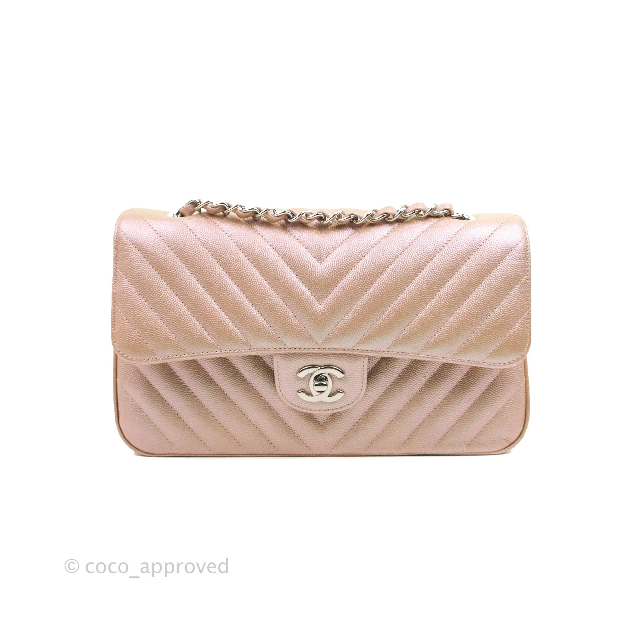 Chanel Classic M/L Medium Double Flap Iridescent Rose Gold Pink Caviar –  Coco Approved Studio