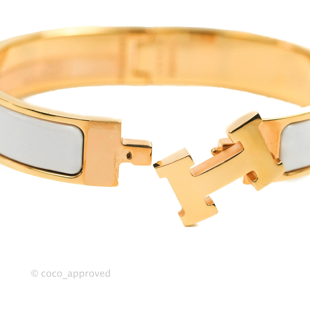 Hermès Clic H Bracelet White Rose Gold PM