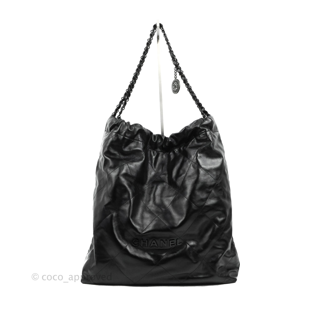 Chanel 22 Bag Black Calfskin Gun Metal Hardware