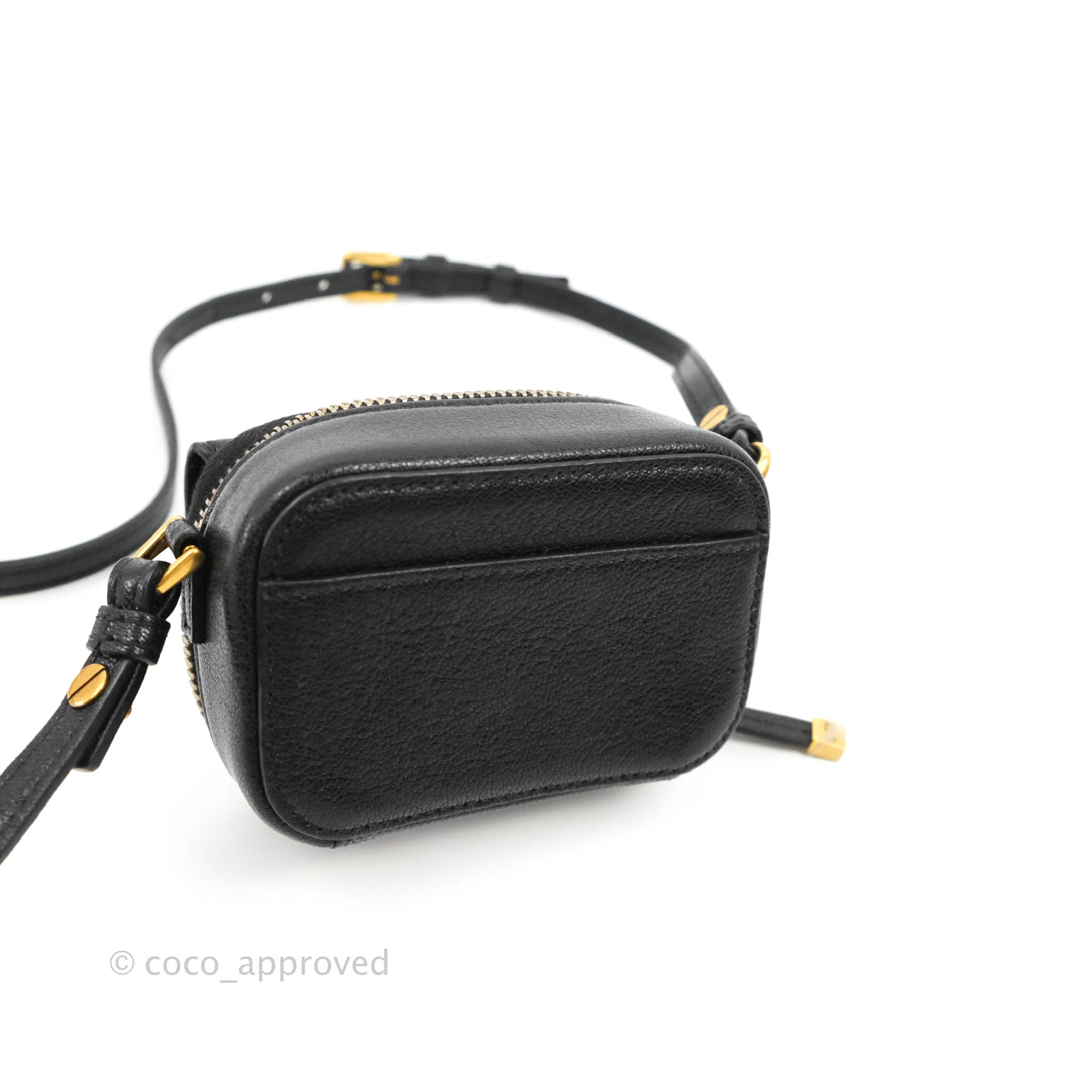 Saddle Micro Bag with Strap Black Goatskin