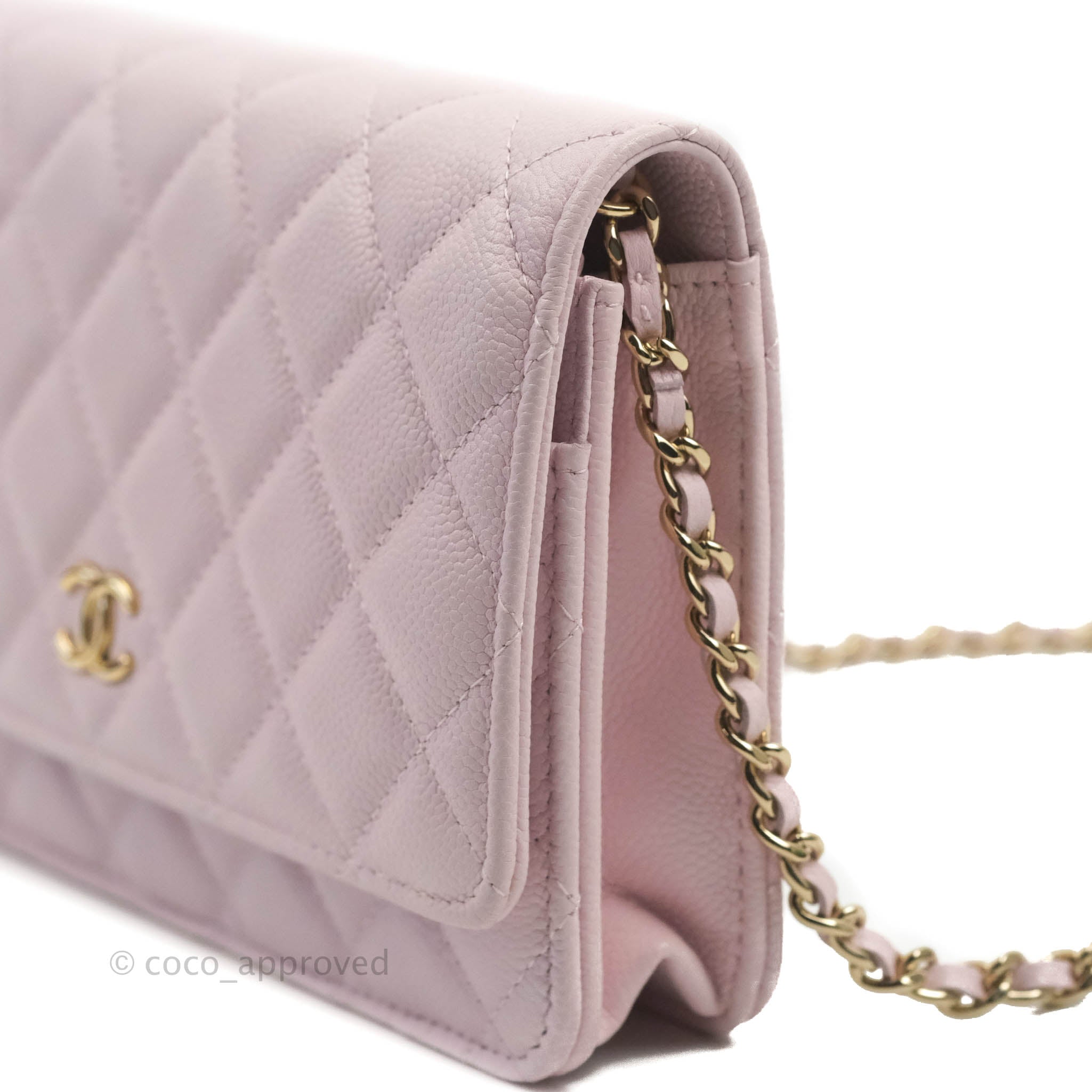 Chanel Quilted Wallet on Chain WOC Coral Pink Patent Leather – Coco  Approved Studio