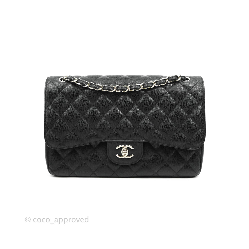 Chanel Jumbo Double Flap Black Caviar Silver Hardware⁣⁣