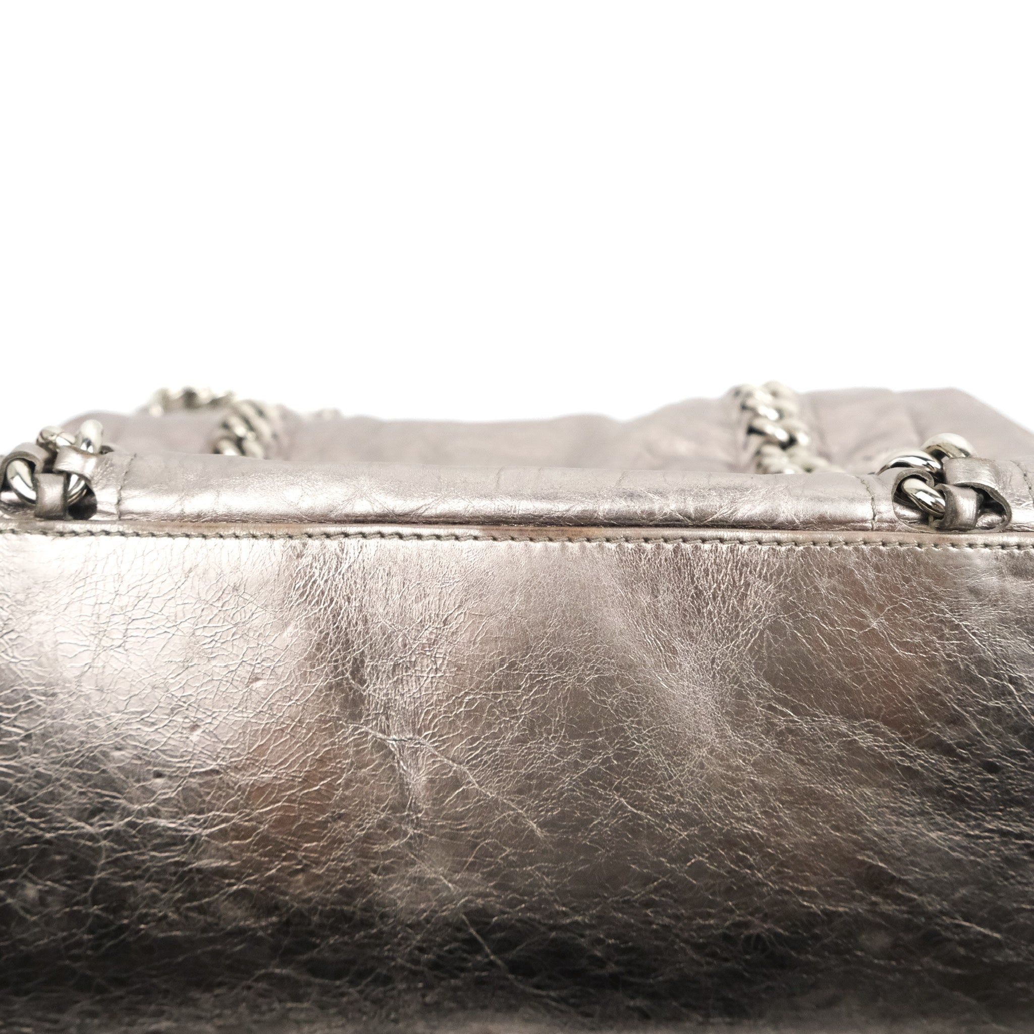 Chanel Metallic Cracked Calfskin Modern Chain Tote Silver, 名牌