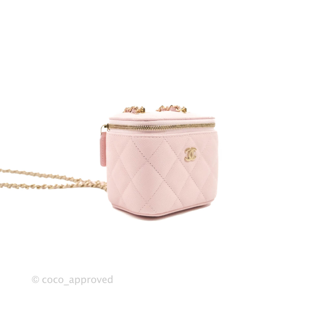 Chanel Mini Vanity With Chain Pink Caviar Gold Hardware