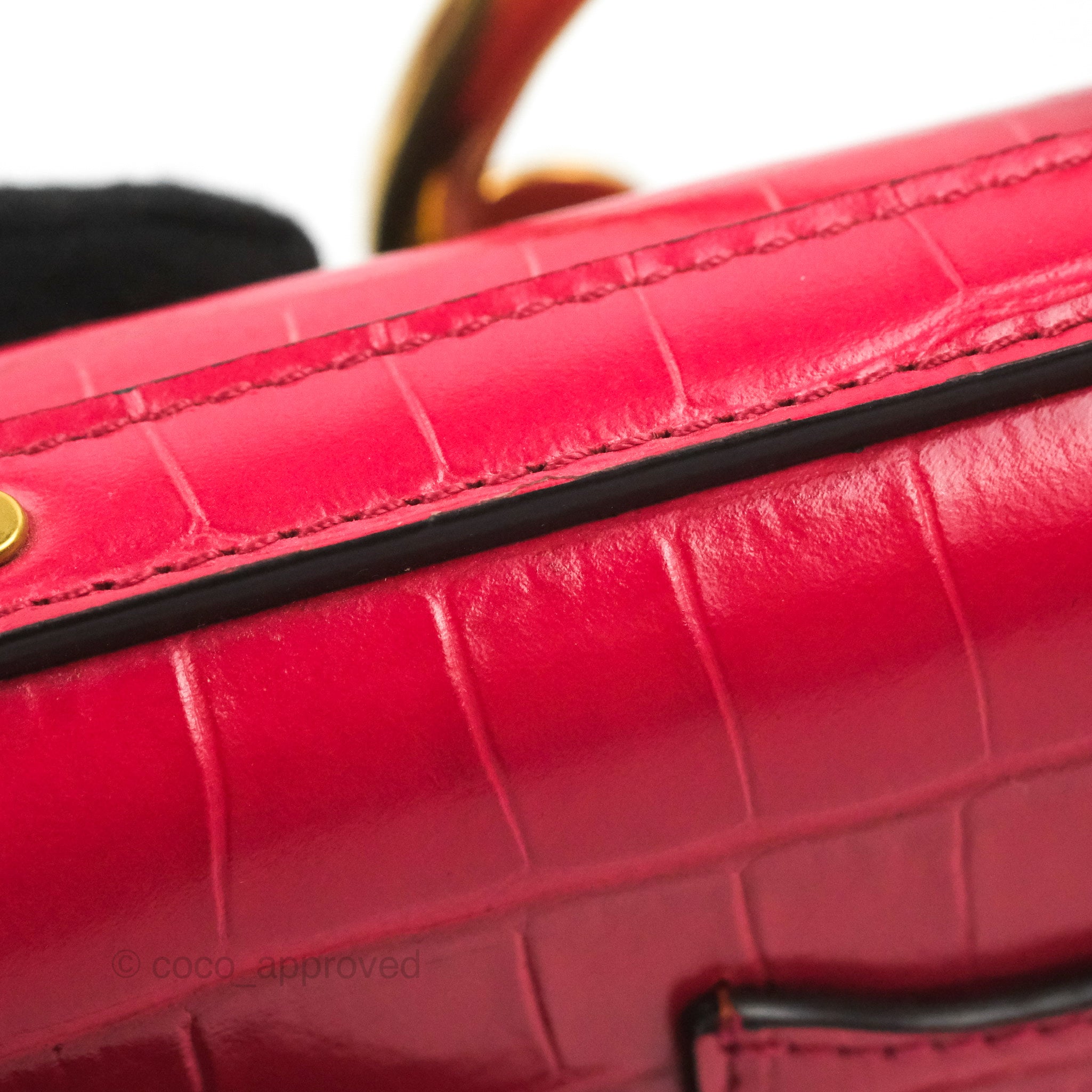 Chloé Nile Minaudière Bracelets Bag Embossed Croco Effect Calfskin Crimson  Pink