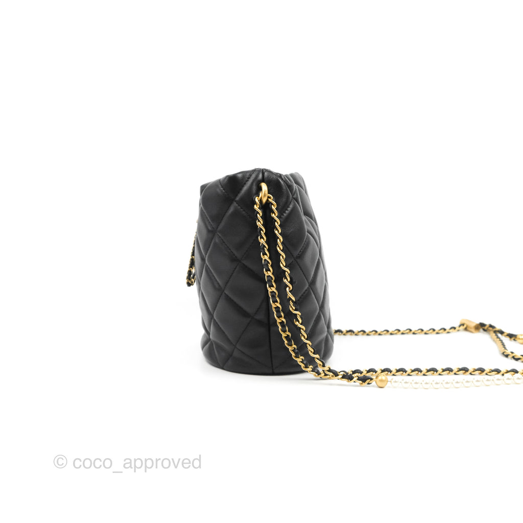 Chanel Chic Bucket Bag Black Lambskin Chevron Quilted With Handle – Coco  Approved Studio