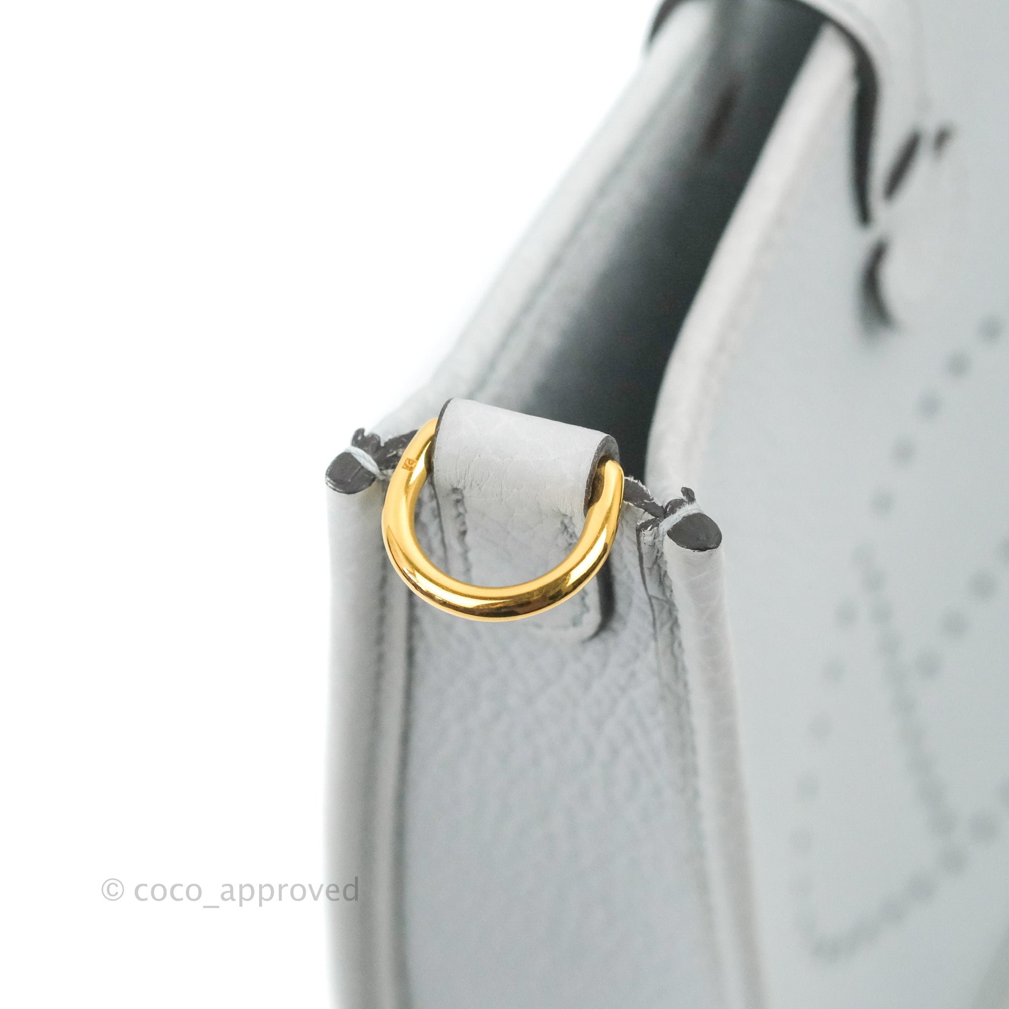 Hermès Mini Evelyne 16 Etoupe Clemence Silver Hardware with Bleu