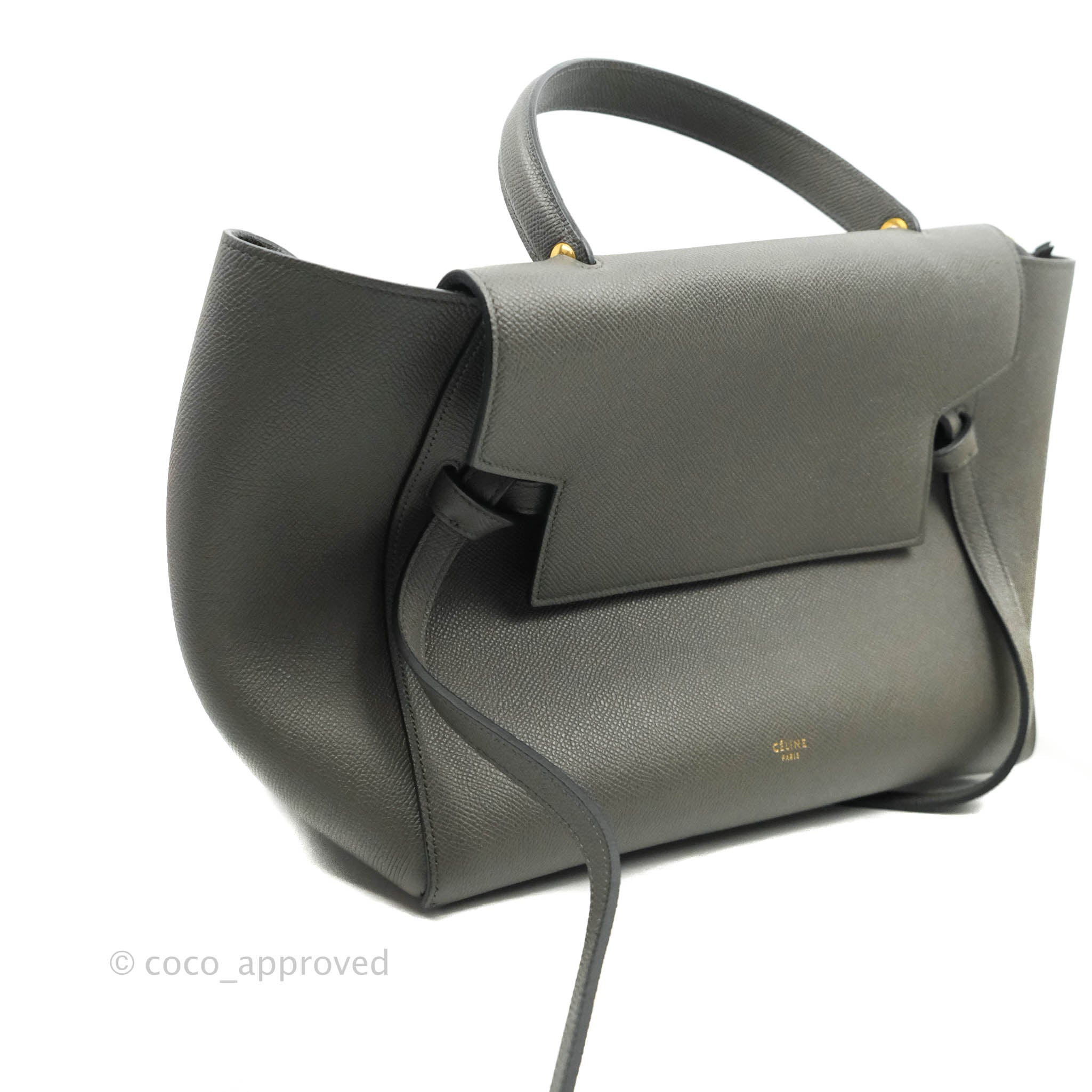 Celine Nano Belt Bag Grey Grained Calfskin Gold Hardware – Coco
