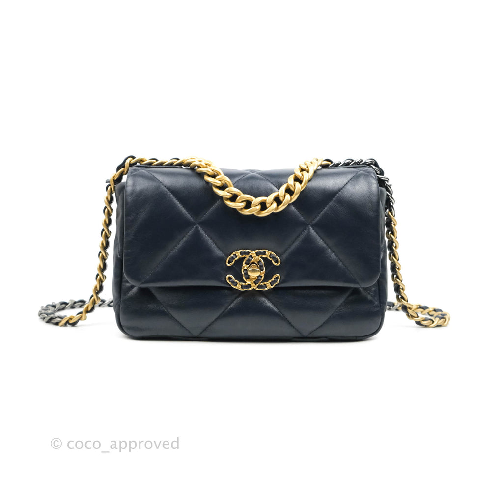 Chanel 19 Small Tweed Red Navy Mixed Hardware – Coco Approved Studio