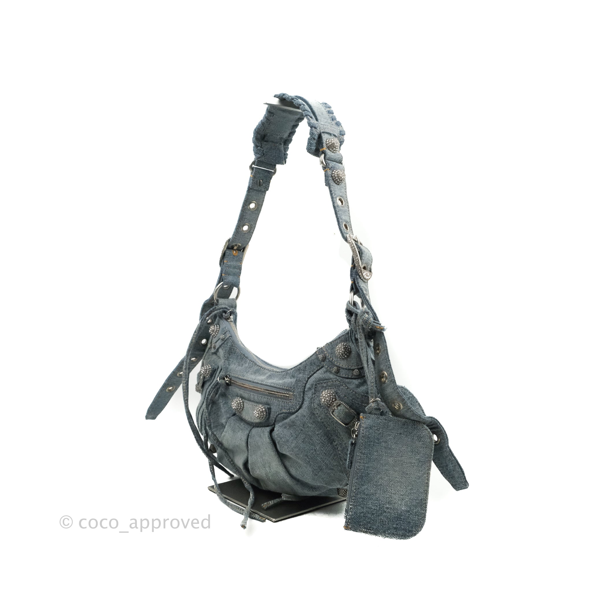 Le Cagole small embellished denim shoulder bag