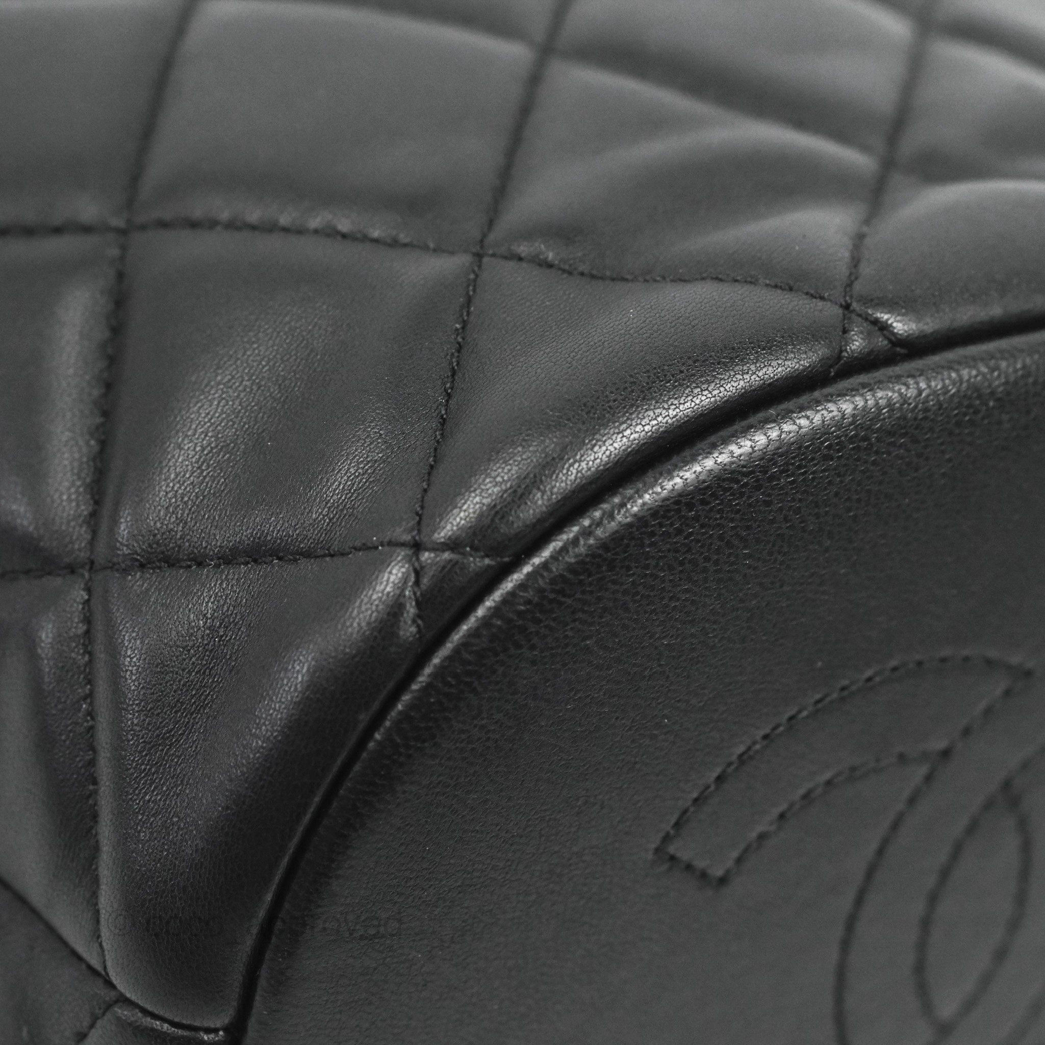 Chanel Quilted My Perfect CC Bucket Drawstring Bag Black Lambskin