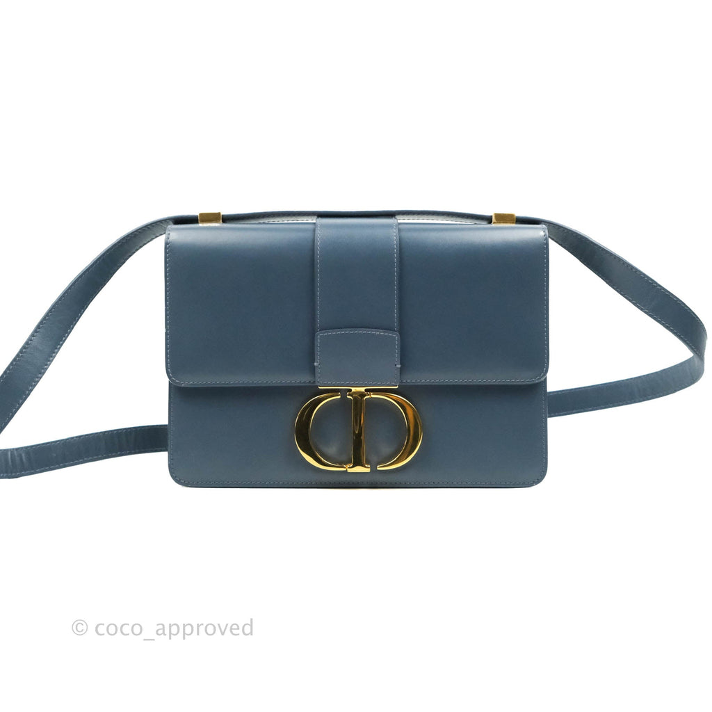 Christian Dior 30 Montaigne Bag Blue Calfskin Gold Hardware