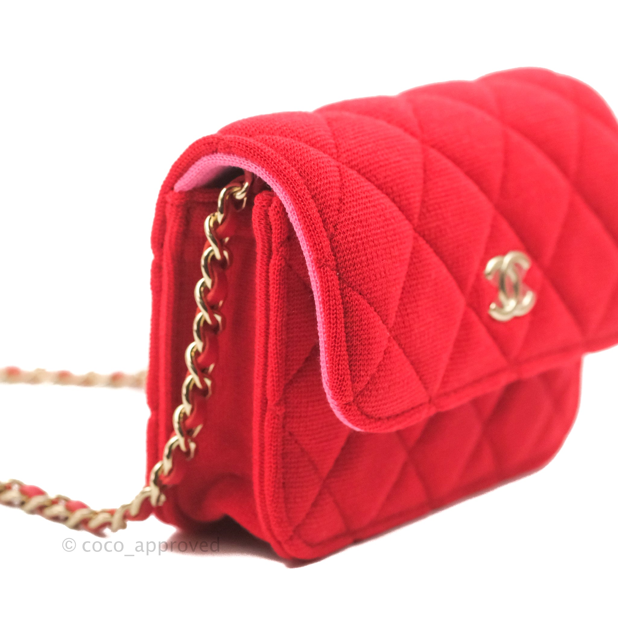 Chanel Mini Clutch With Chain Red Cotton Gold Hardware – Coco Approved  Studio