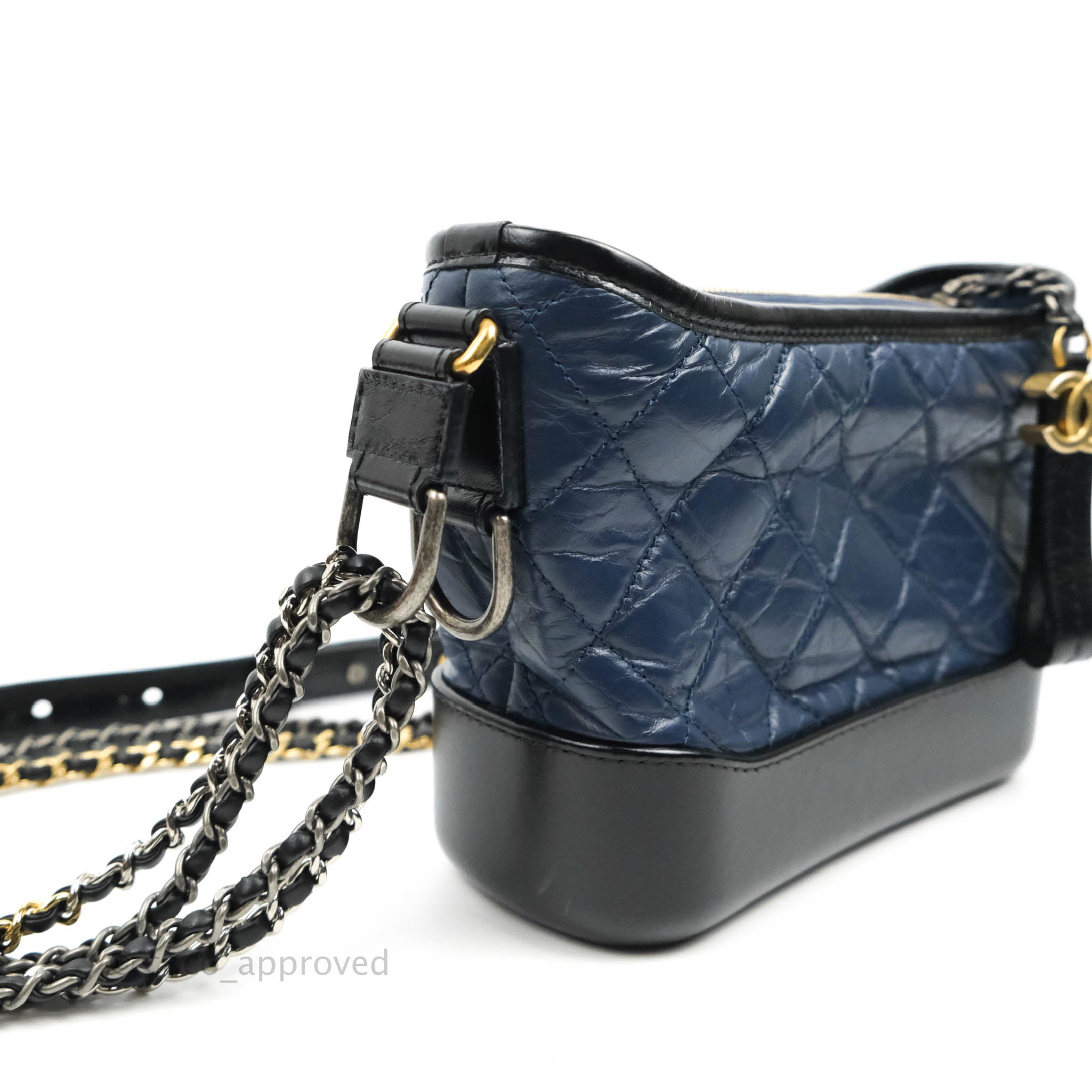 Chanel Quilted Small Gabrielle Hobo Navy Black Aged Calfskin Mixed Har –  Coco Approved Studio