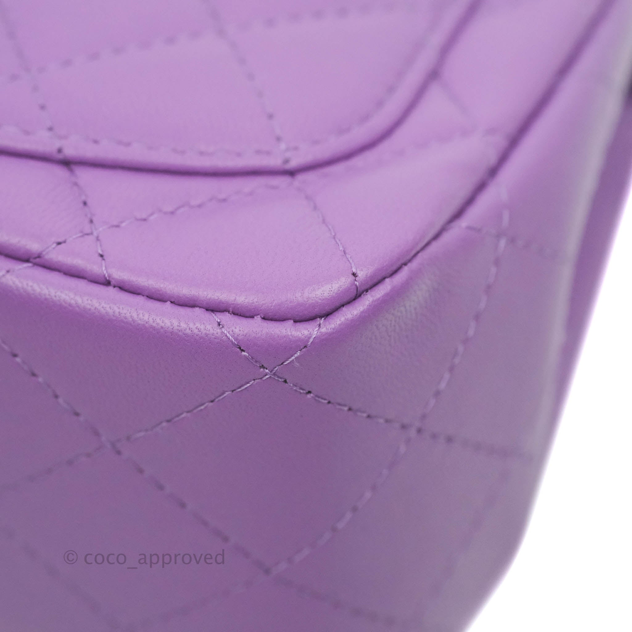 Chanel Lambskin Quilted Mini Rectangular Flap Purple