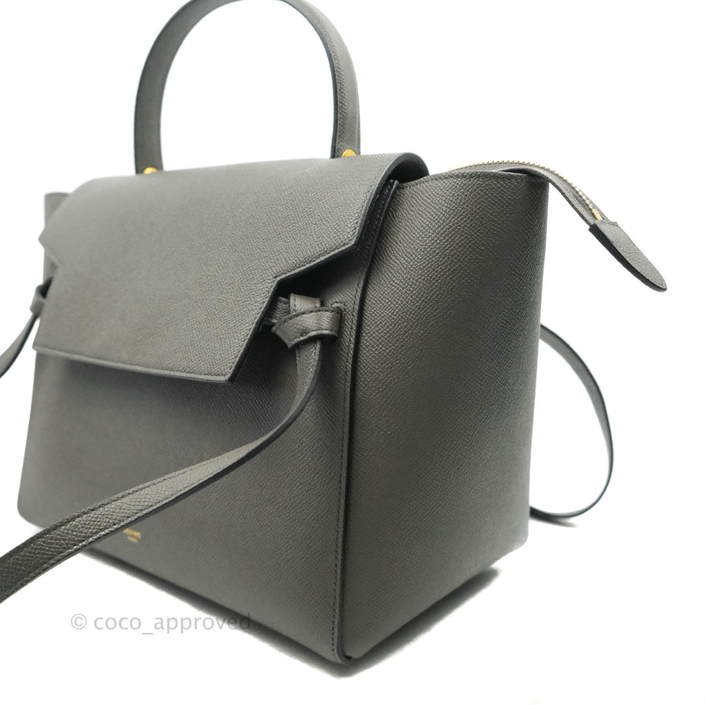 Celine Mini Belt Bag Grey Grained Calfskin Gold Hardware