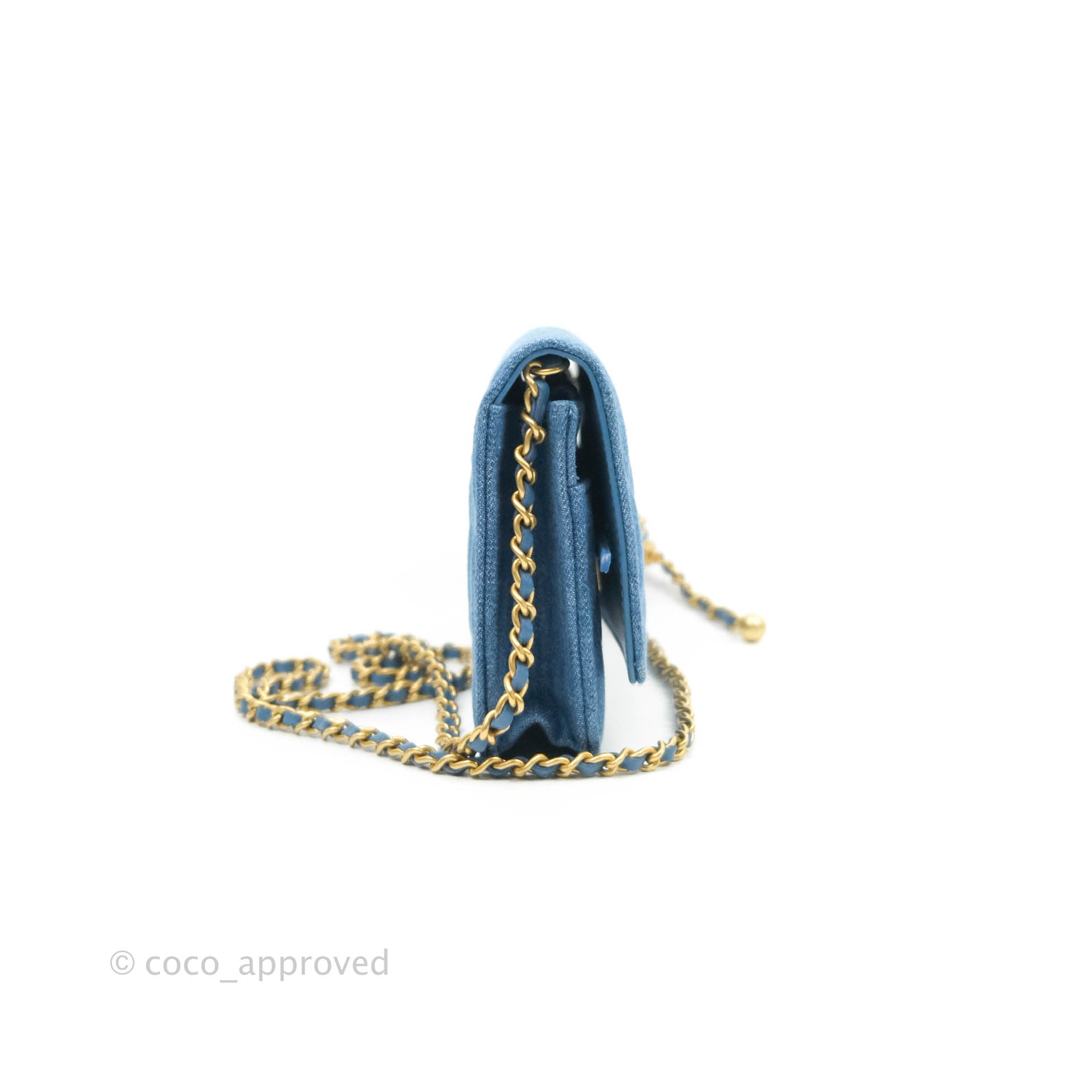 Chanel Wallet on Chain, Pearl Crush, Blue Denim with Gold Hardware, New in  Box MA001