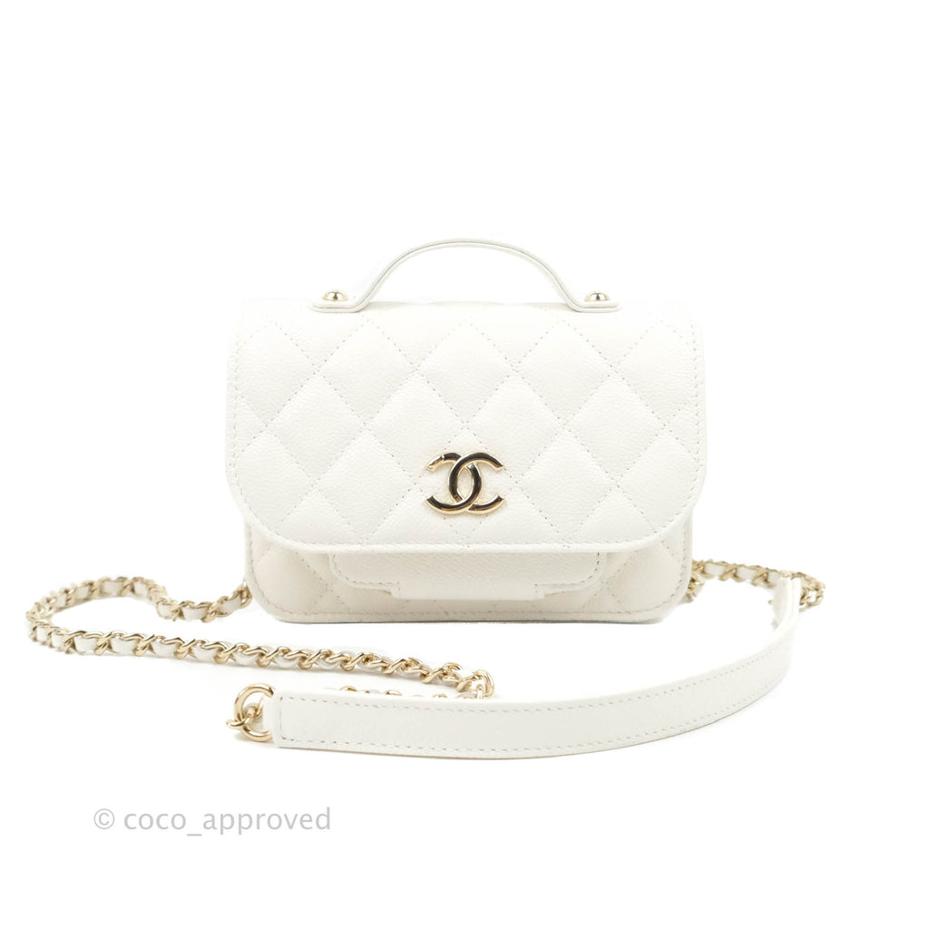 Chanel Clutch With Chain White Caviar Gold Hardware