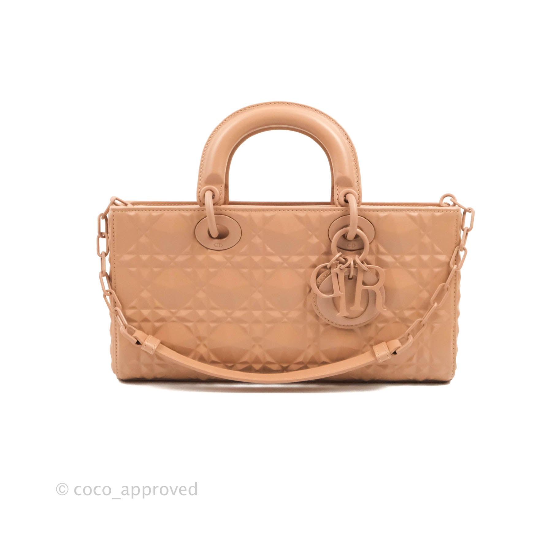 Medium Lady D-Joy Bag Rose Des Vents Cannage Calfskin with Diamond Motif