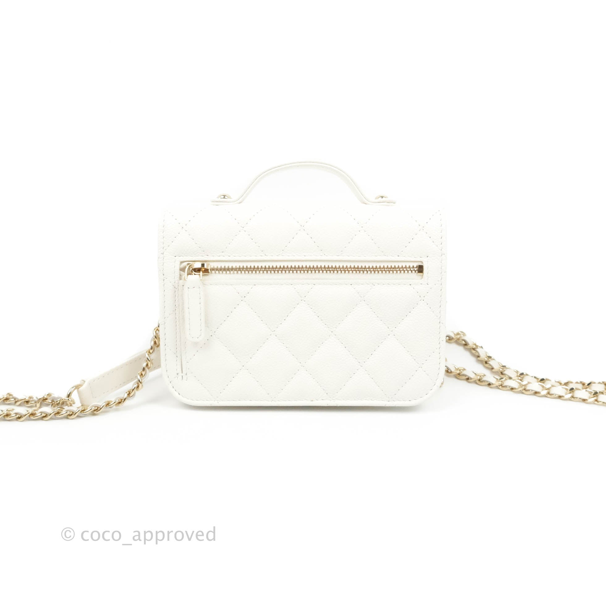 Chanel Business Affinity Clutch With Chain White Caviar Gold