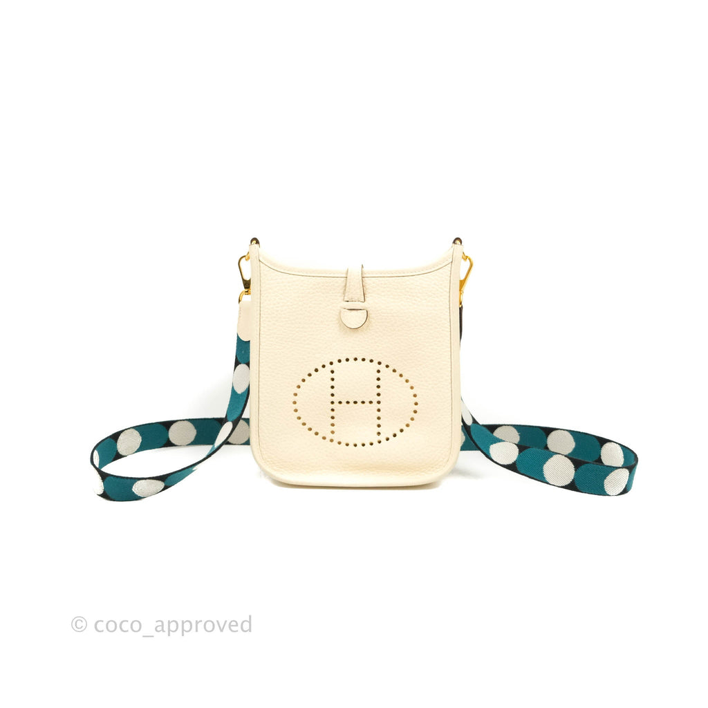 Hermès Mini Evelyne 16  Nata Clemence Black/Vert Bosphore Sangle Flipperball Gold Hardware