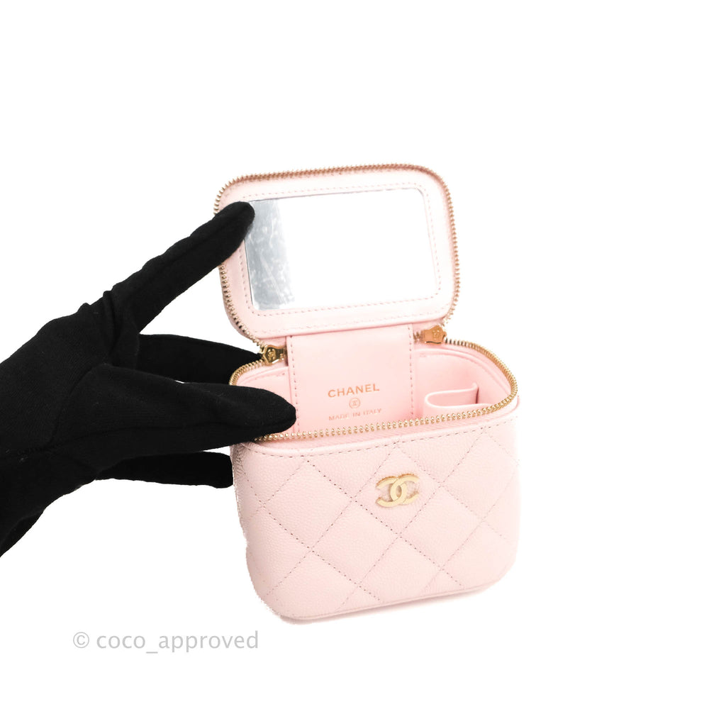 Chanel Mini Vanity With Chain Pink Caviar Gold Hardware