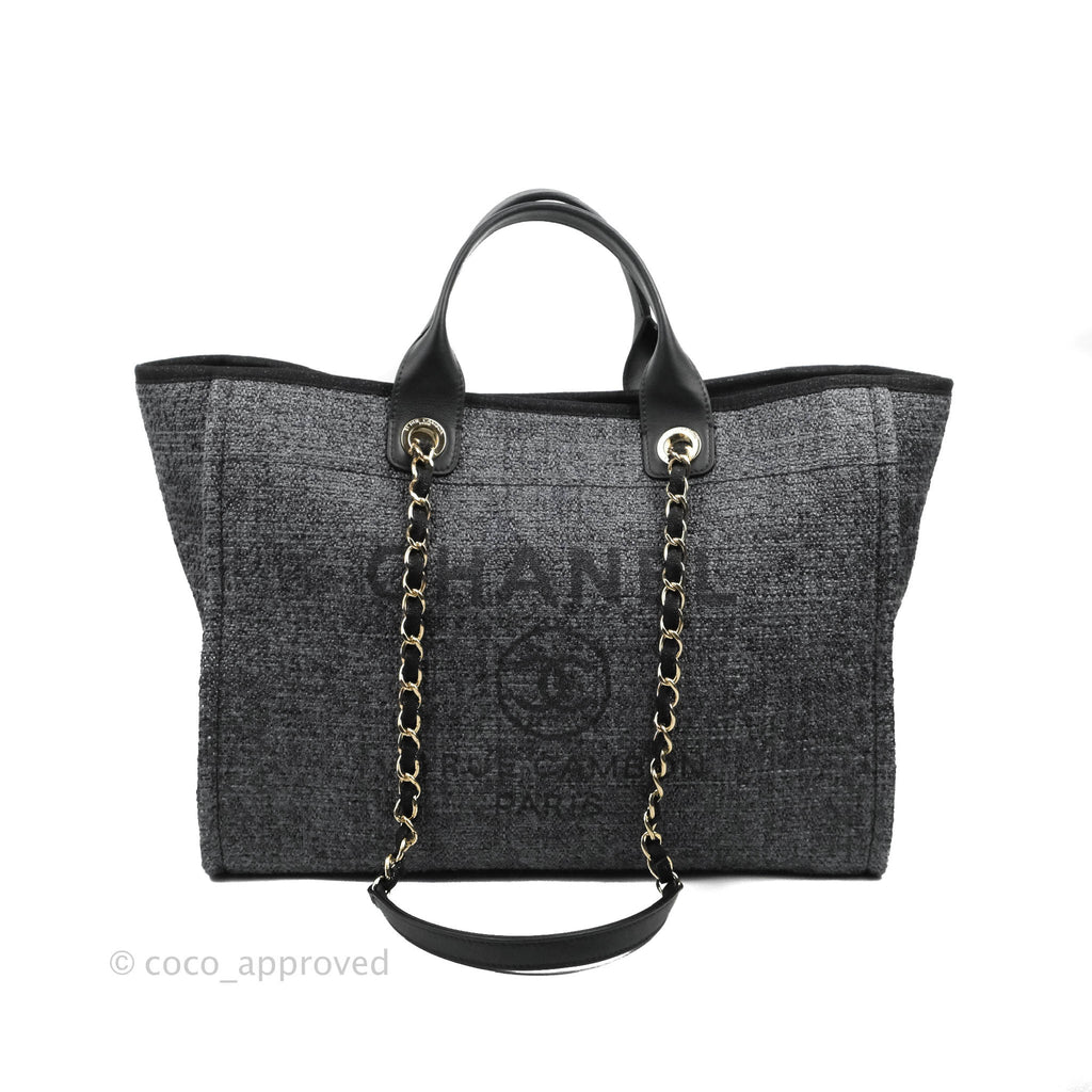 Chanel Canvas Deauville Large Tote Charcoal Grey
