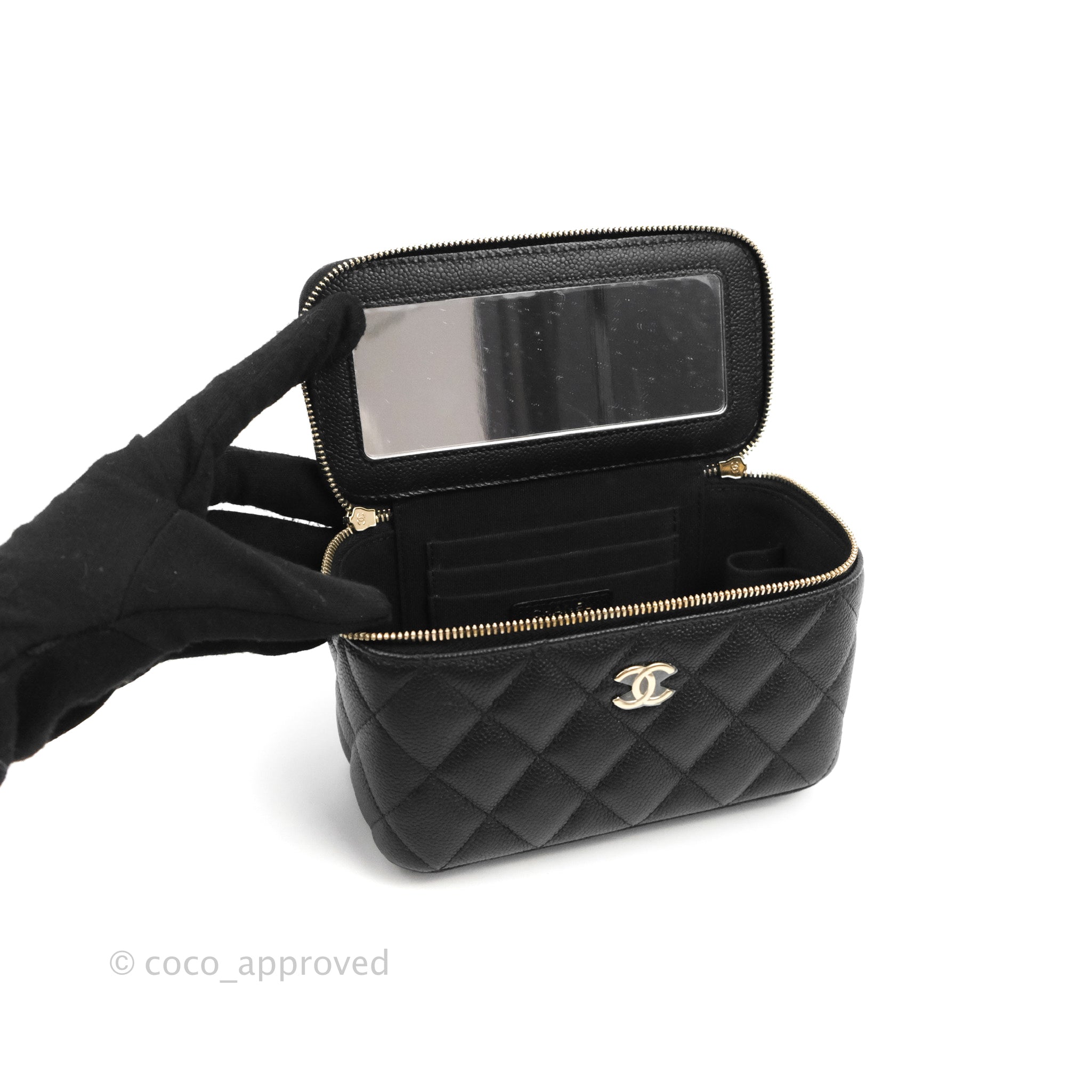 Chanel Vanity with CC Chain Black Caviar Gold Hardware – Coco Approved  Studio