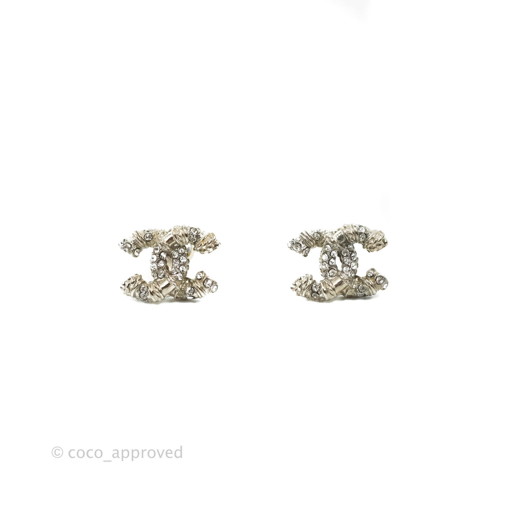 Chanel CC Earrings Silver Tone 15C