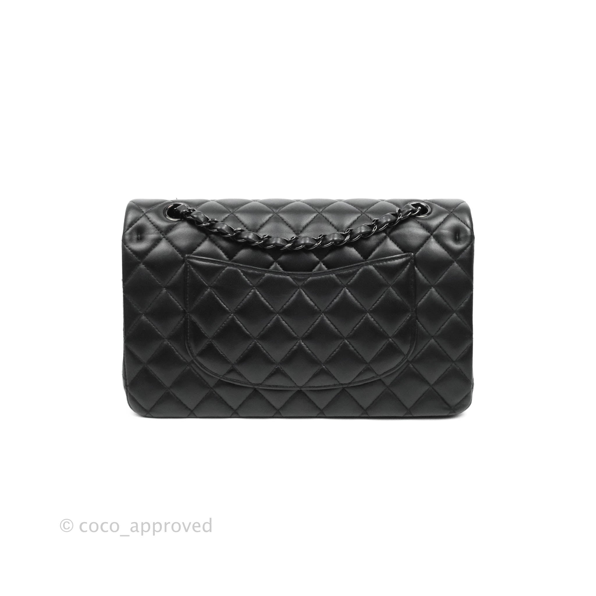 Chanel Classic Quilted M/L Medium Double Flap So Black Lambskin
