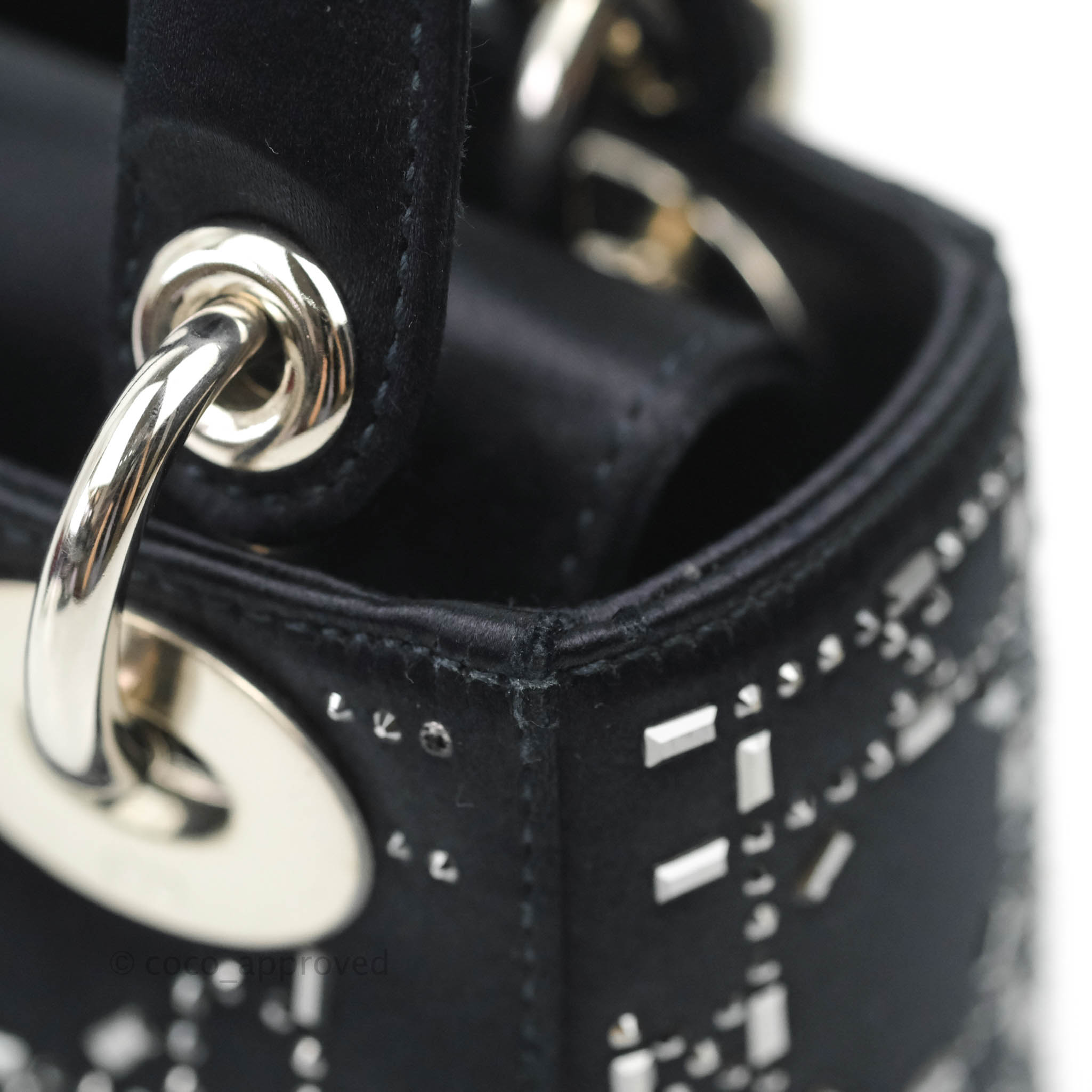 Dior - Mini Lady Dior Bag Gray Strass Cannage Satin - Women