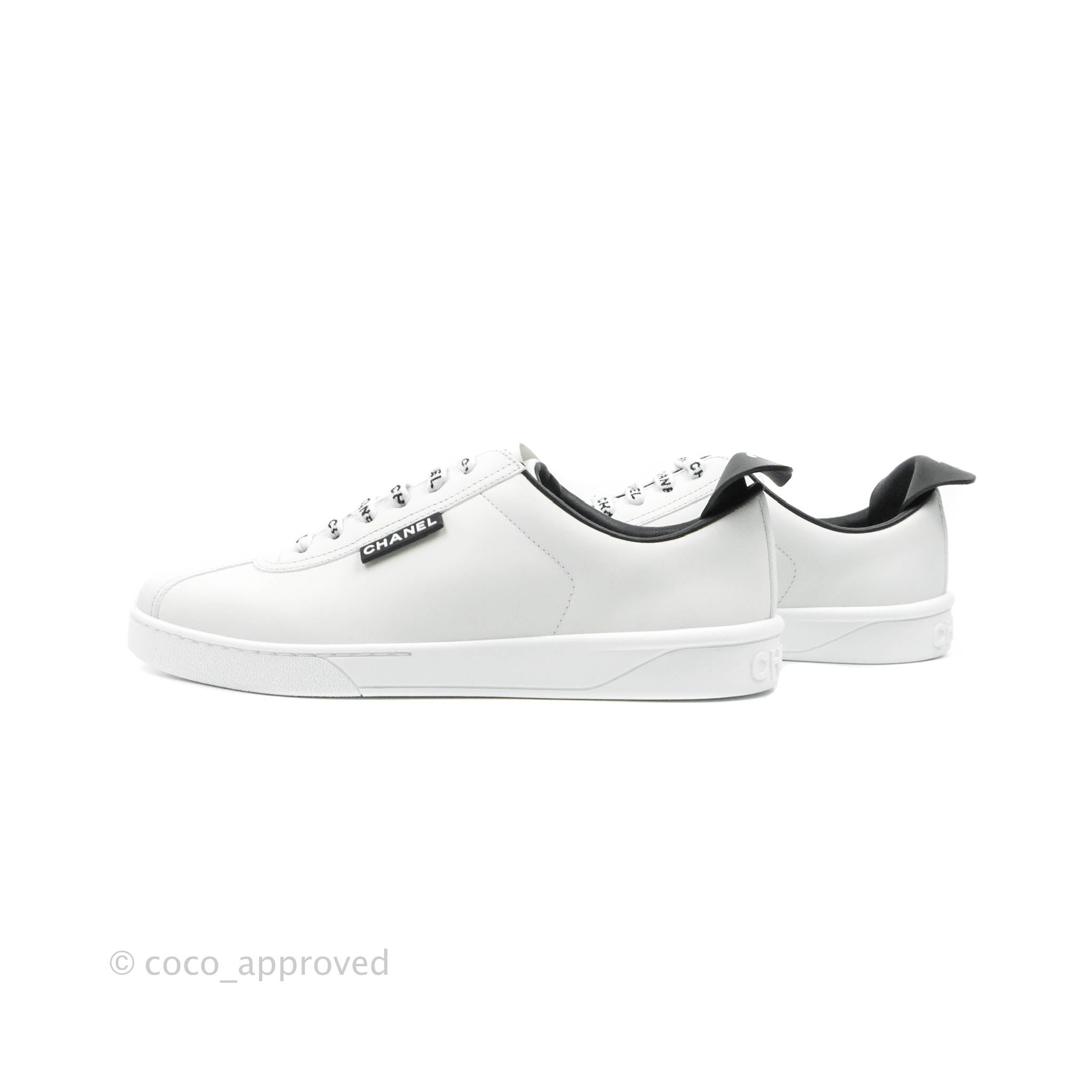 Chanel Womens Leather Logo Lace Up Sneakers White Size 38 8 - Shop Linda's  Stuff