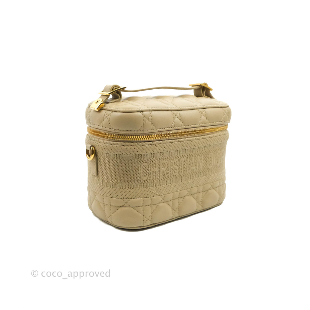 Christian Dior Small Diortravel Vanity Case Beige Lambskin Cannage