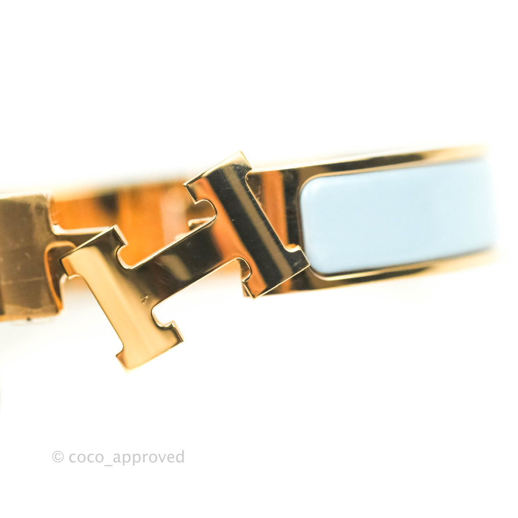 Hermès Clic H Bracelet Bleu Polaire Rose Gold PM