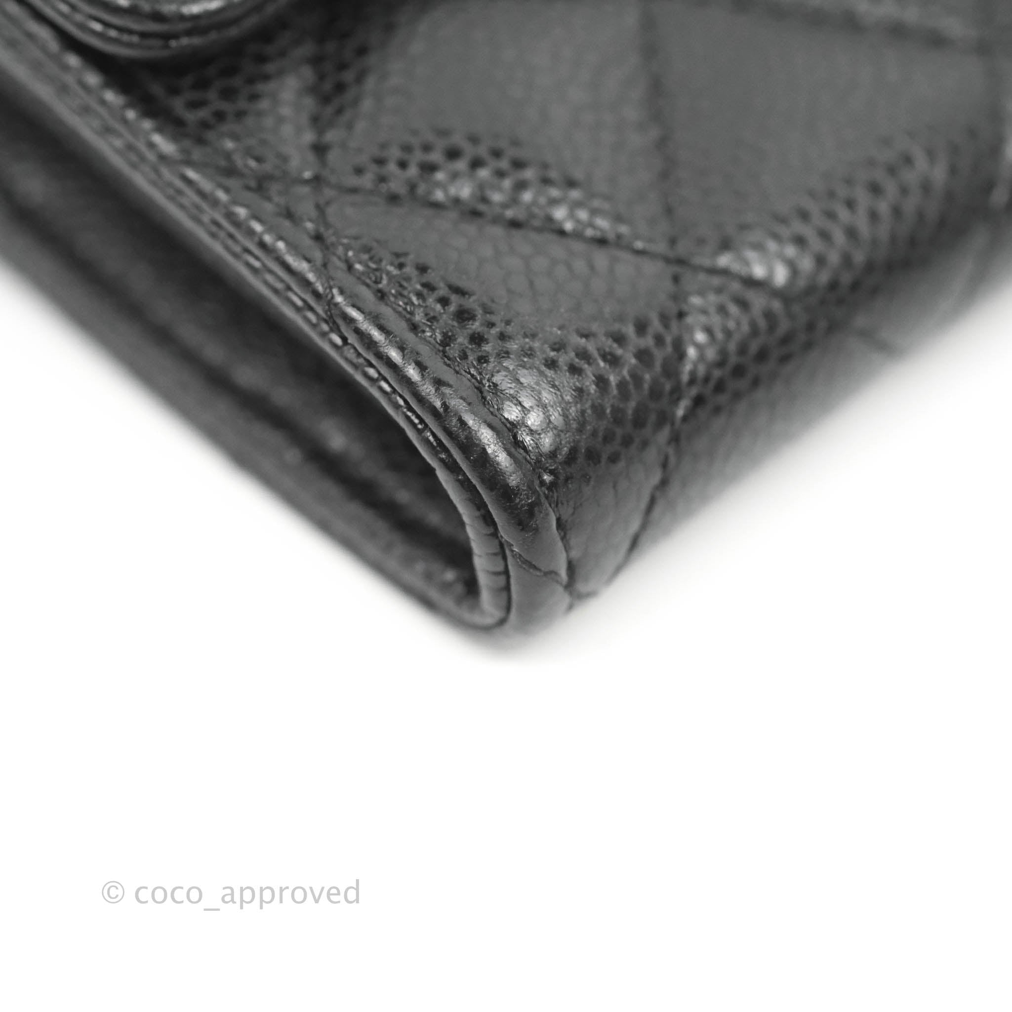 Chanel Classic Flat Card Holder Black Caviar Silver Hardware