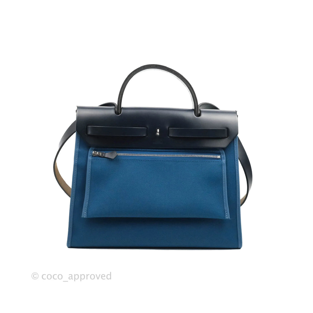 Hermes Herbag 31 Blue Indigo Sellier H new with box