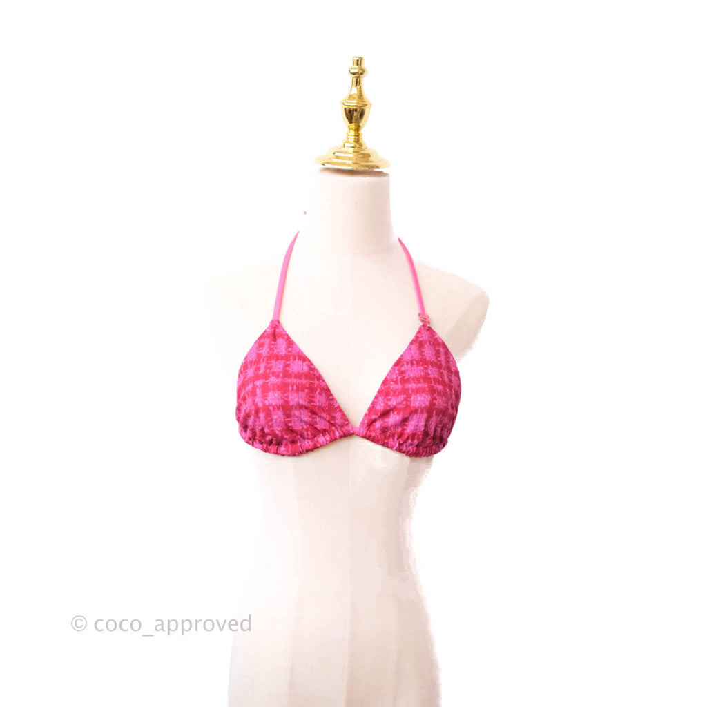 Chanel 22/23FW Pink Plaid Bikini Top Size 38