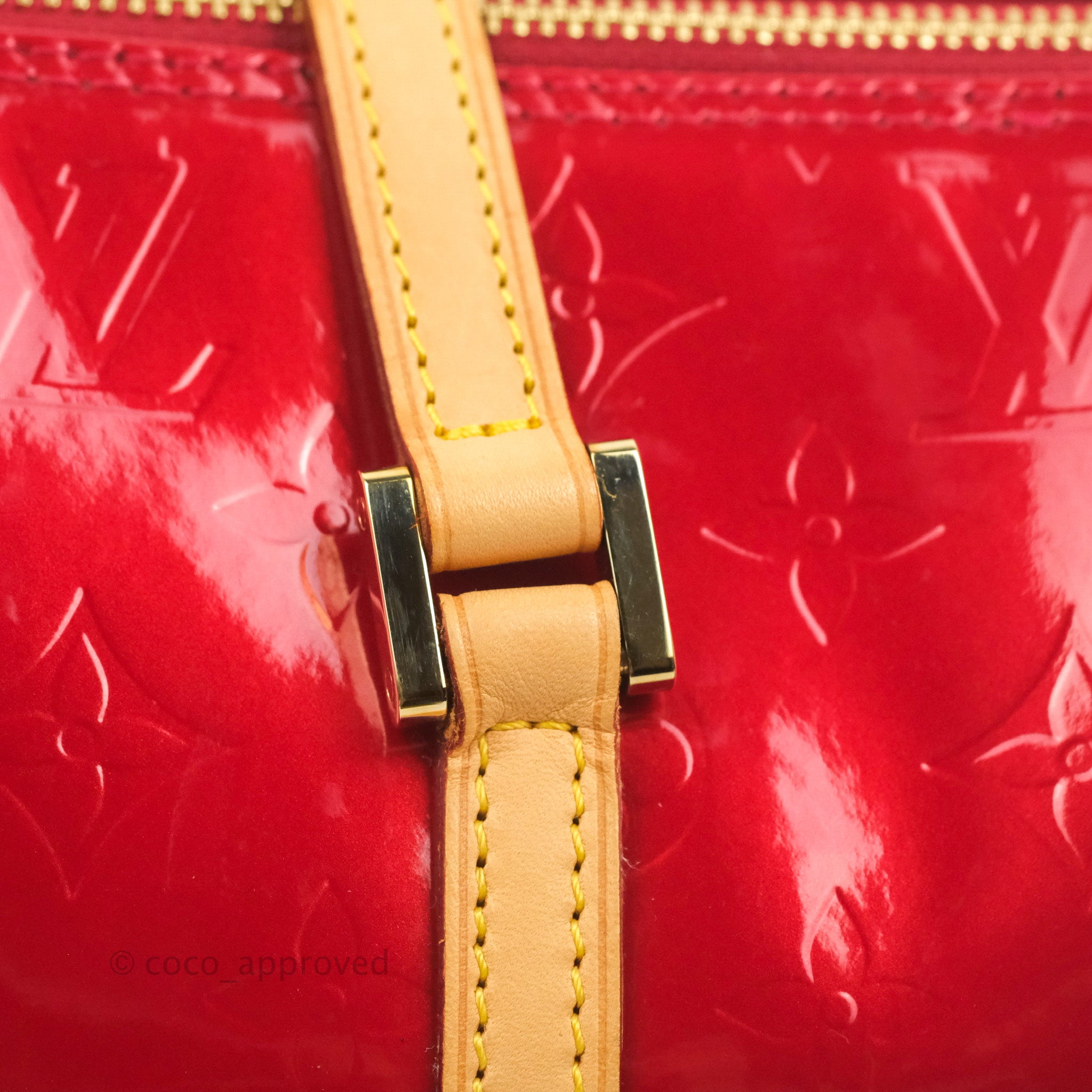 Sold at Auction: A LOUIS VUITTON MONOGRAM TOTE BAG WITH RED PATENT