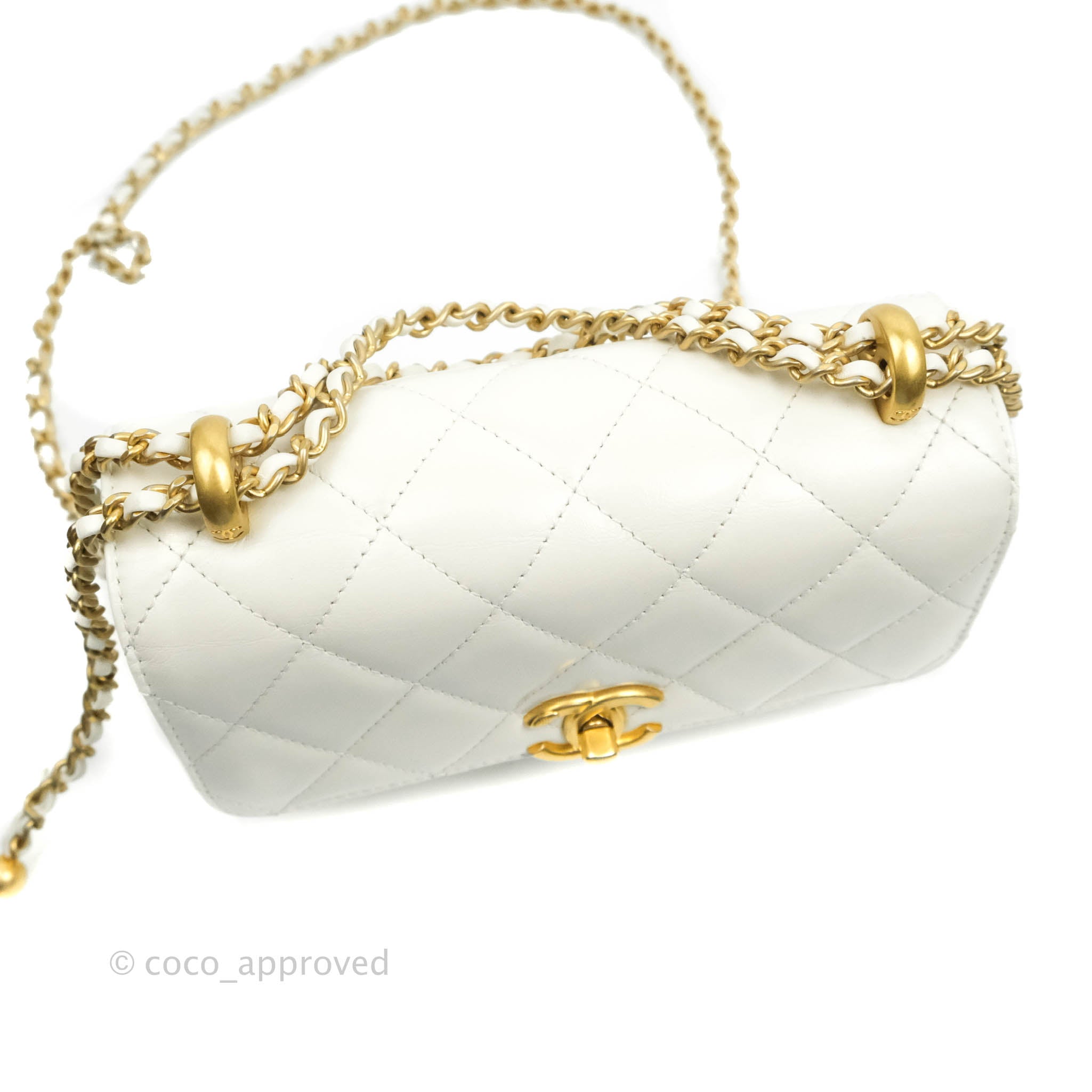Chanel Quilted Mini Perfect Fit Adjustable White Calfskin Gold Hardwar –  Coco Approved Studio
