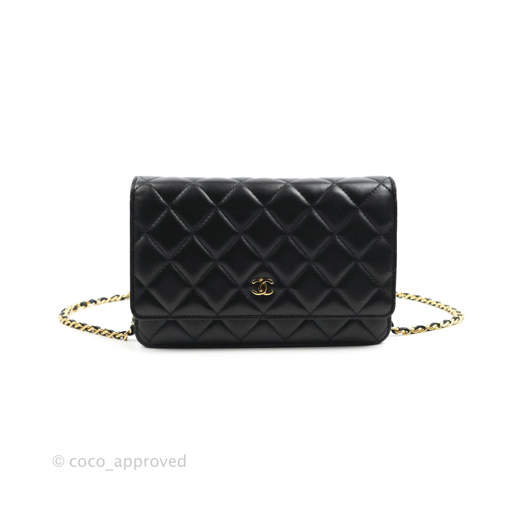 Chanel Quilted Classic Wallet on Chain WOC Black Lambskin Gold Hardware