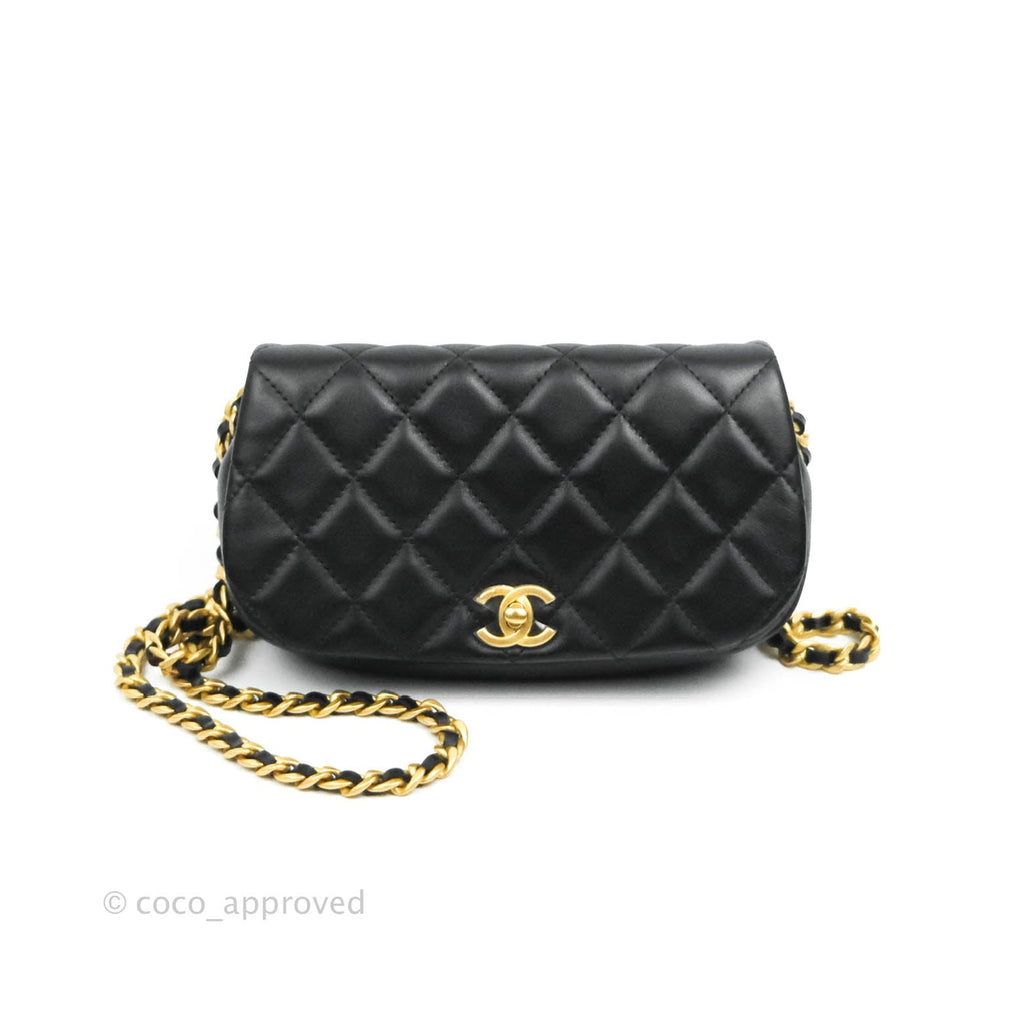 Chanel Clutch with Chain Black Calfskin Aged Gold Hardware