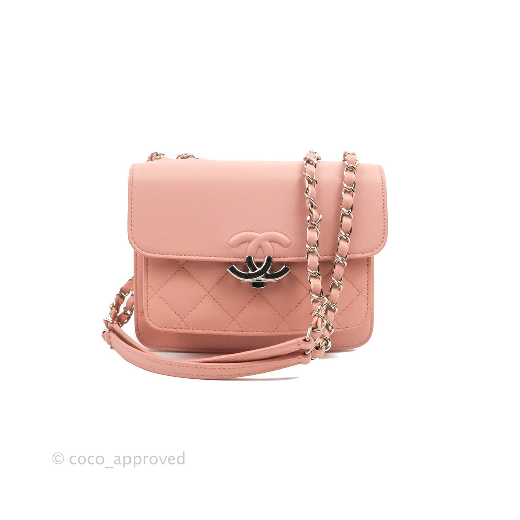Chanel Small CC Box Flap Bag Pink Silver Hardware