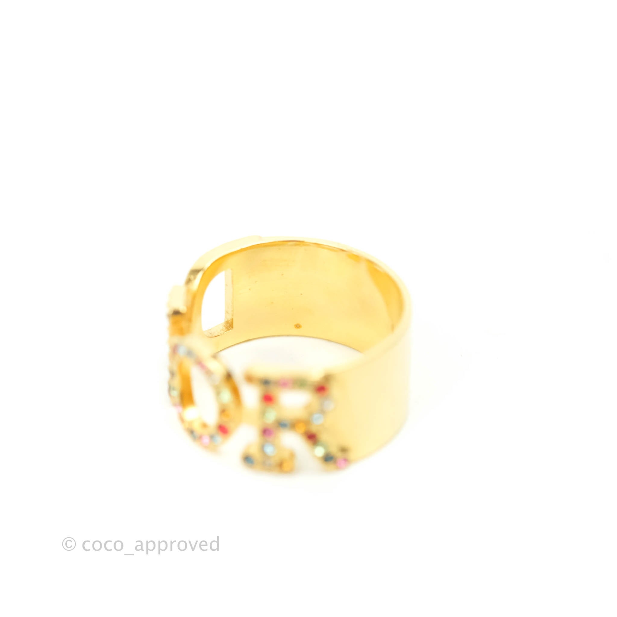 Christian Dior Rainbow Crystal Ring Gold Tone Size L – Coco