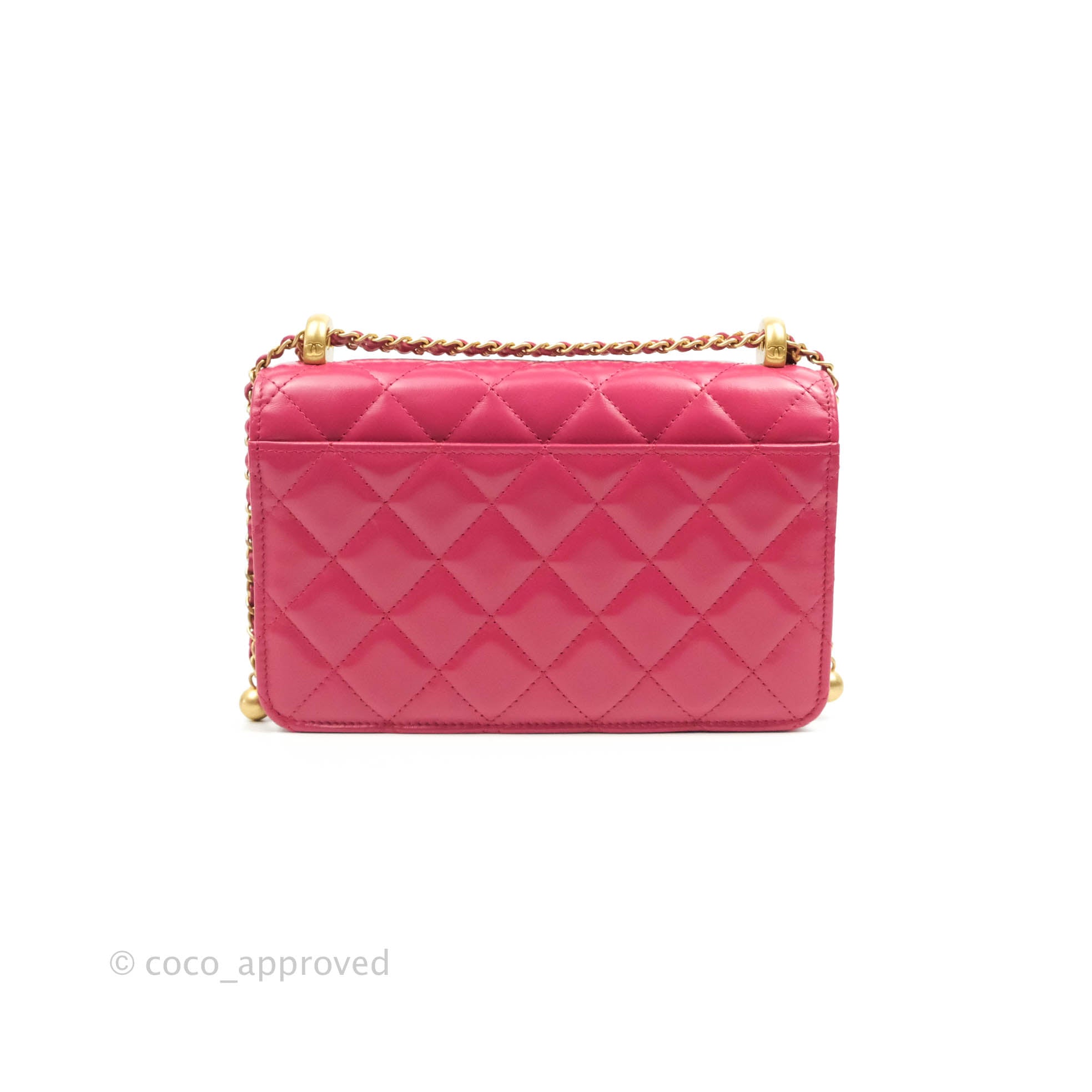 CHANEL Velvet Quilted Wallet On Chain WOC Yellow 1307924