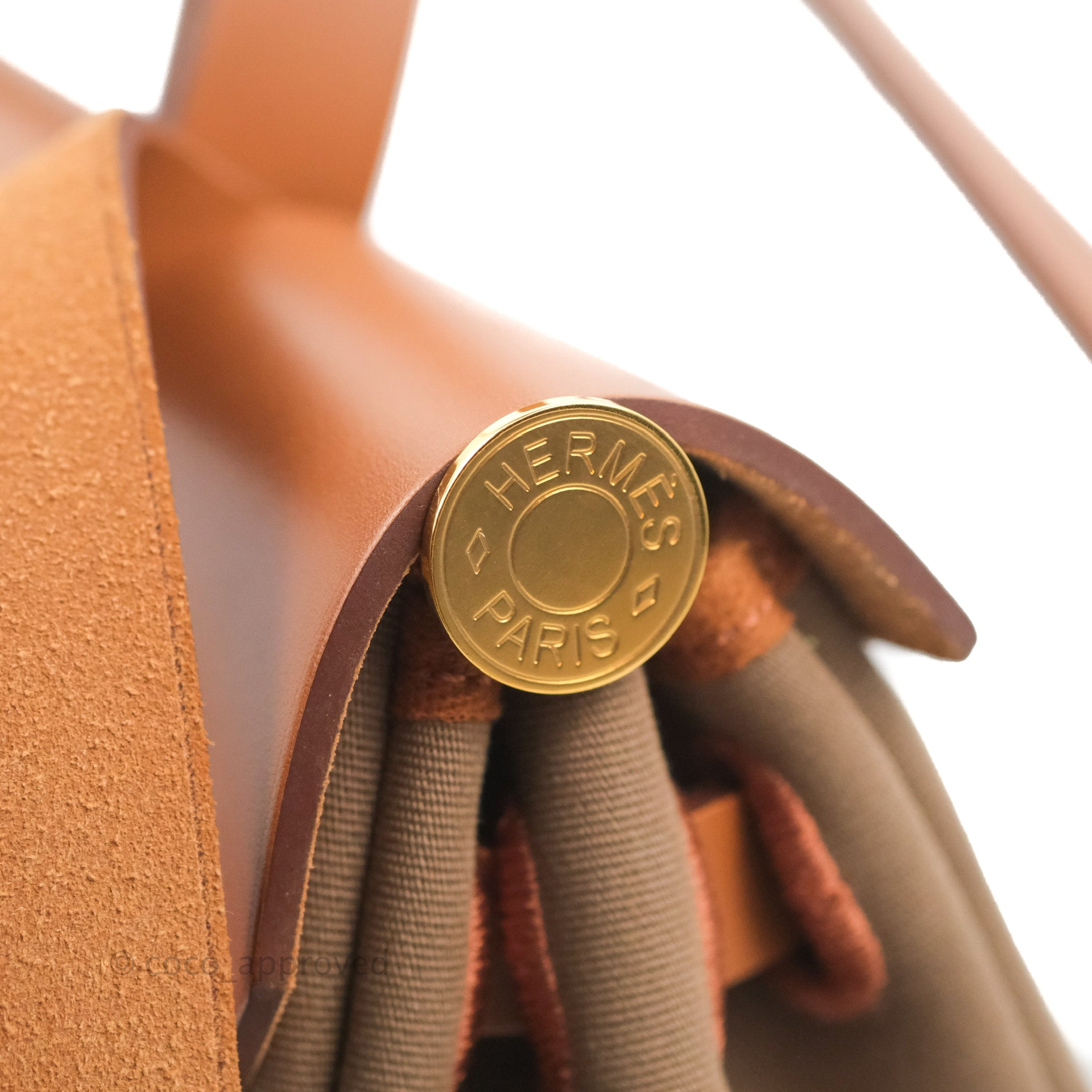 Hermès - Hermès Herbag 39 Canvas Handbag-Fauve Etoupe Gold Hardware