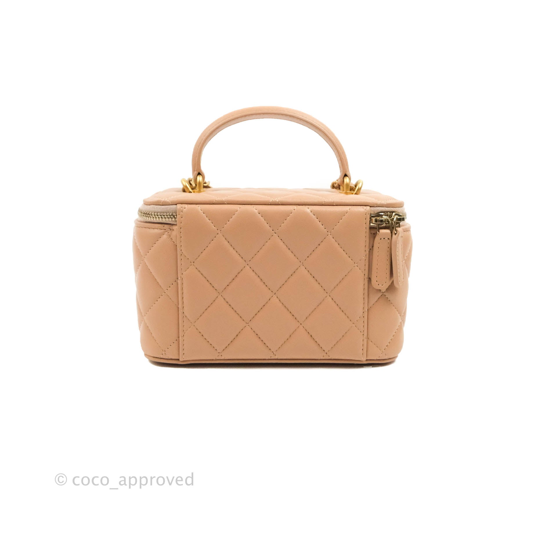 Chanel Vanity Rectangular Top Handle Beige Lambskin Gold Hardware – Coco  Approved Studio