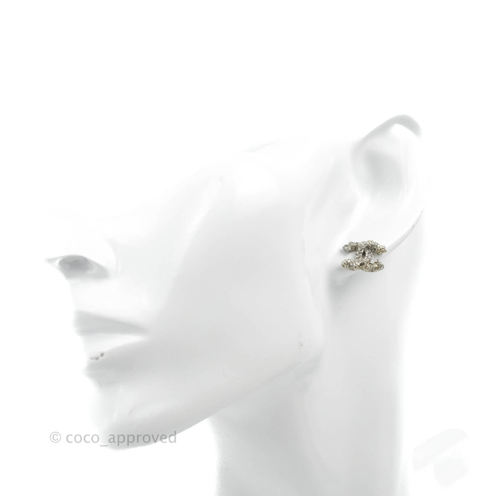 Chanel CC Earrings Silver Tone 15C